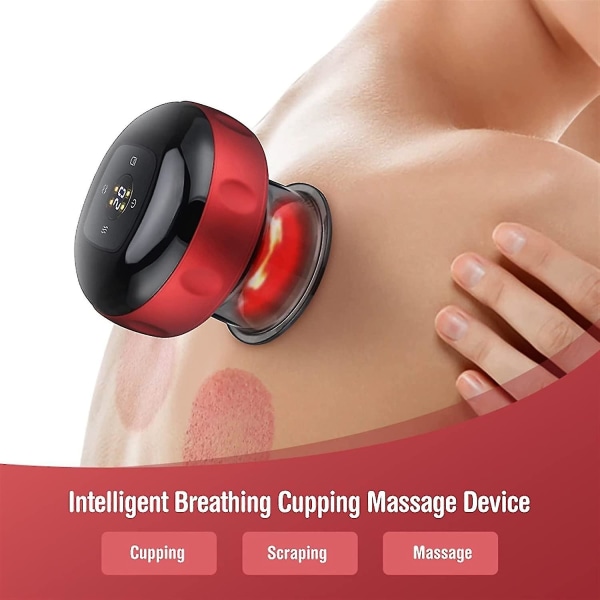Elektrisk Cupping Massager Med Red Light Vibration blue