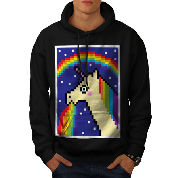 Unicorn Cool Stupid Funy Miesten mustahuppari | Wellcoda CMK Black 2X-Large