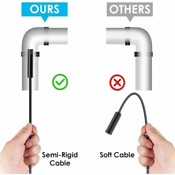USB-käärmekamera tarkastukseen, 2,0 MP IP67 vedenpitävä USB C -endoskooppi, tyyppi C -kamera 8 säädettävällä LED-valolla Androidille, PC:lle
