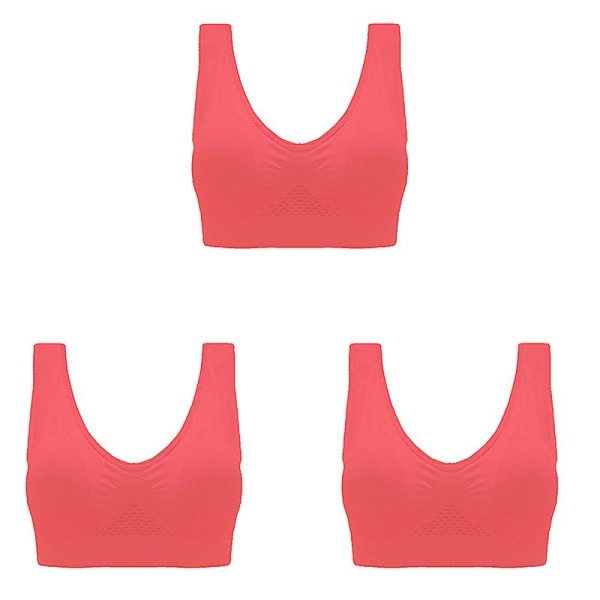 3 kpl Mesh Push Up -rintaliivit Langattomat seksikäs naisen rintaliivit naisille Top Naisten Bralette Seamless Bh Brasier Langattomat suuret urheilurintaliivit CMK Red Red Red One Size