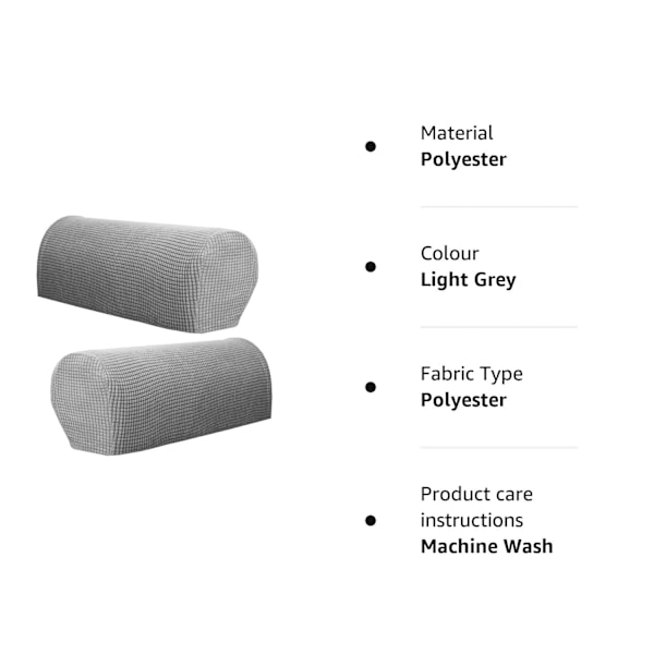 Armlenbeskyttere for lenestoler, 2-pakning, sklisikre, elastiske, i høykvalitets fleece, egnet for lenestoler og sofaer