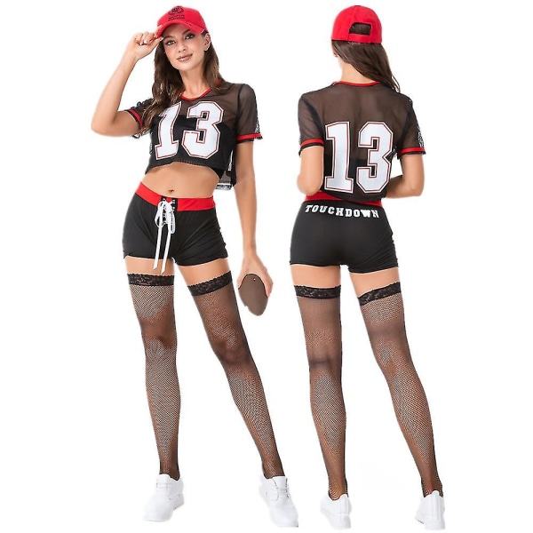Sexet dameundertøj amerikansk fodbold baby cheerleading uniformer jakkesæt Cosplay kostume Rugby pige Cheer Sports outfits Shorts Top K S