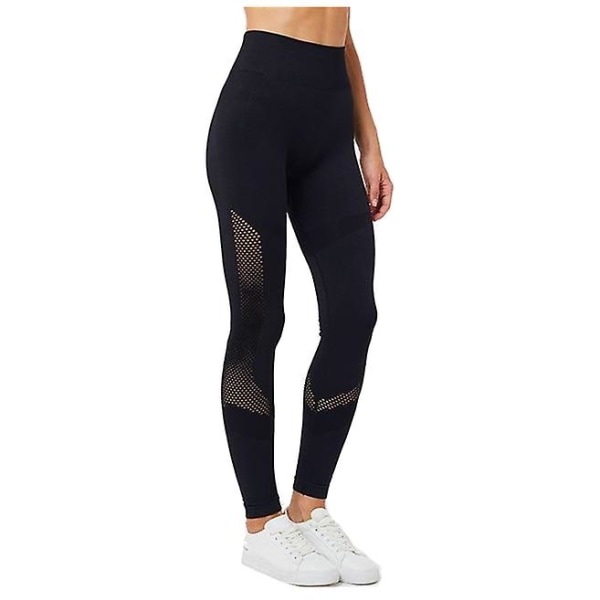 Svart / Rosa Yoga Leggings Høy vekst Magekontroll Hjemmetrening Fitness Trening CMK Black M