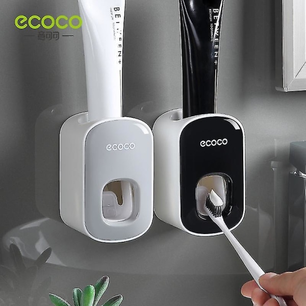 【Tricor butik】 Ecoco Automatisk tandkrämsdispenser Väggfäste Badrum Badrumstillbehör Vattentät tandkräm Pressare