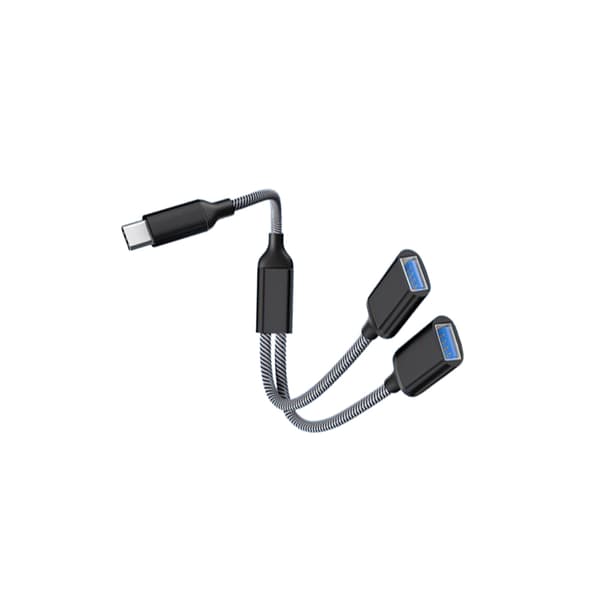 Typ-C - Kaksois-USB 2.0 -sovitin Svart Sort