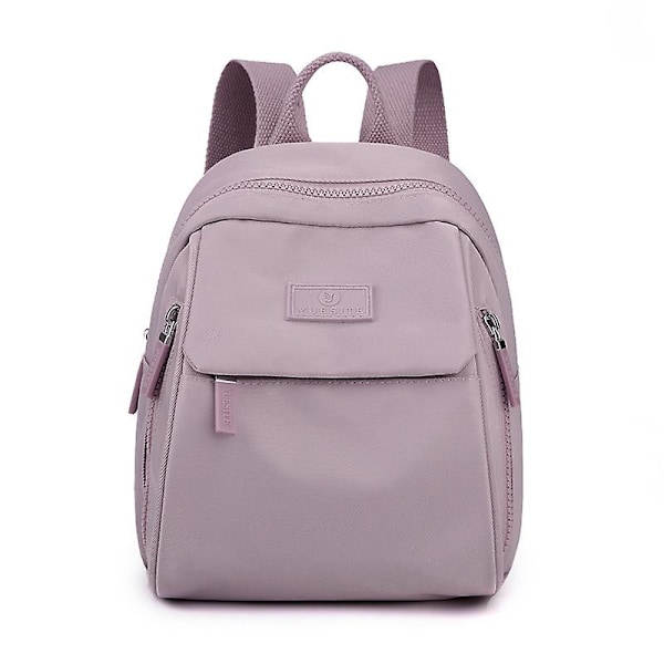 Vanntett ryggsekk Nylon stoffveske Mote ryggsekk dame Casual student skolesekk Stor kapasitet Pendler reiseveske Daypack Lys lilla Light purple 20X25X14CM