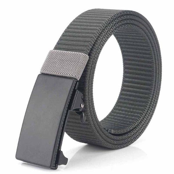 Automatic Buckle Nylon Casual All-Match Jeans Inner Belt dark gray