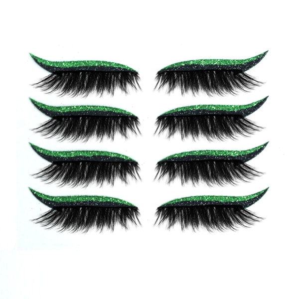 Faux Eyelashes Natural Look Extension Långa Fransar Lösögonfransar Green