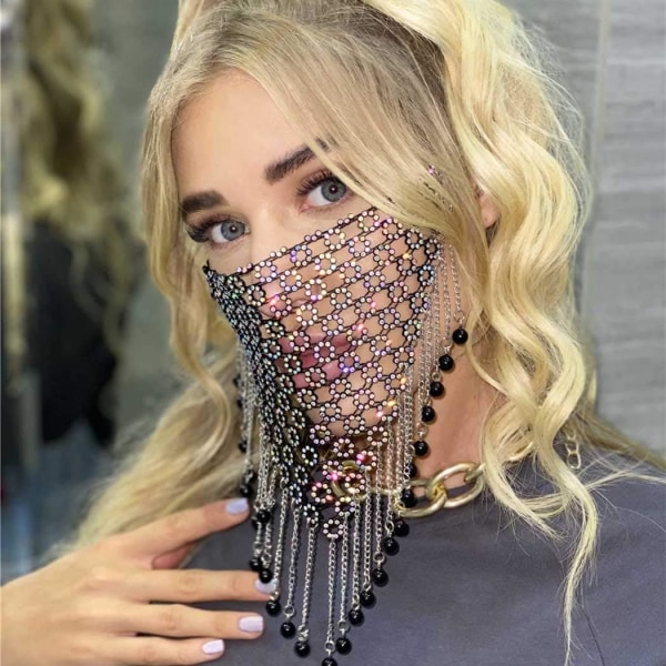 Sparkly strassit kasvomaskit Crystal Mesh Masks Metal strassit