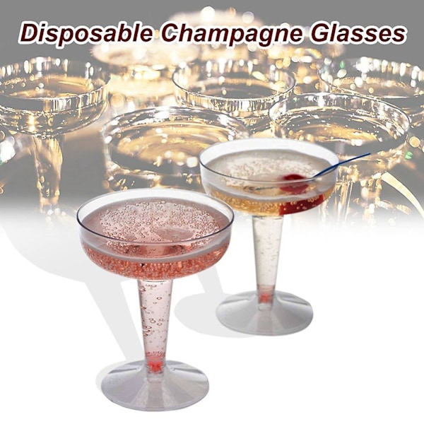 Nye engangsglas i plast til champagne - 20 stk. gennemsigtige champagneglas i plast til fester