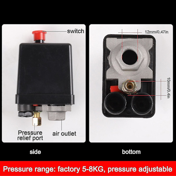 Trykafbryder til luftkompressor, styreventil 90-120 psi trykregulator-scntcv