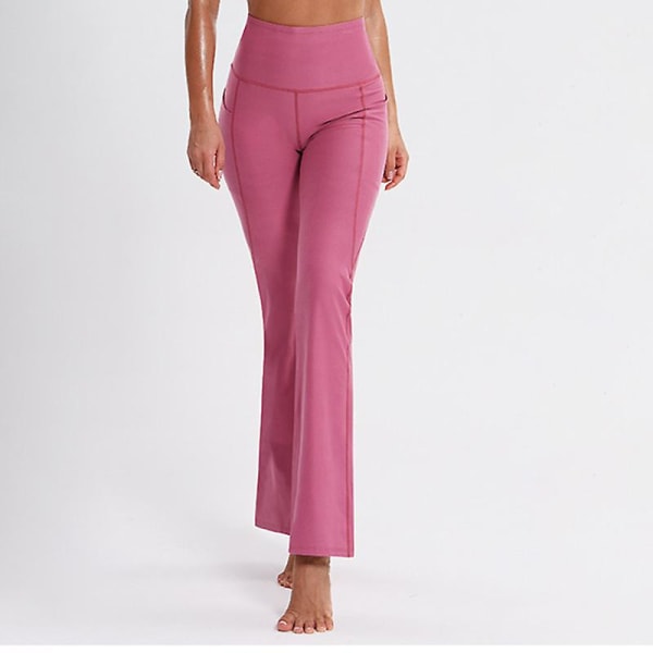 Yogabukser for kvinner med høy midje Leggings med elastiske løpebukser Magekontroll treningsbukse CMK Pink M