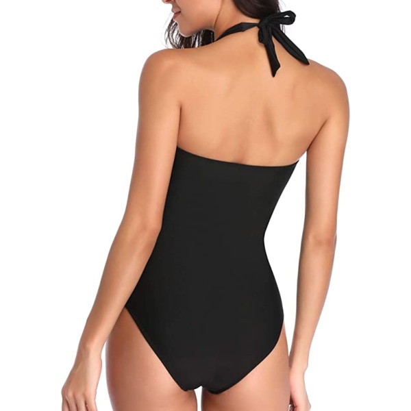 Tummy Control Badetøj Sort Halter One Piece Badedragt Ruched Badedragter S