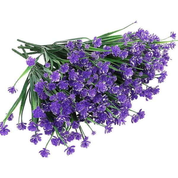8st Utomhus konstgjorda falska blommor buskar Uv-resistenta växter Purple