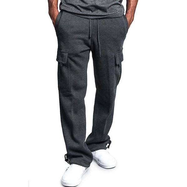 Men's Solid Color Drawstring Lounge Pants Dark Grey 2XL