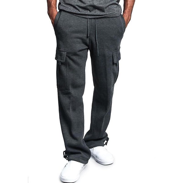 Men's Solid Color Drawstring Lounge Pants Dark Grey 3XL