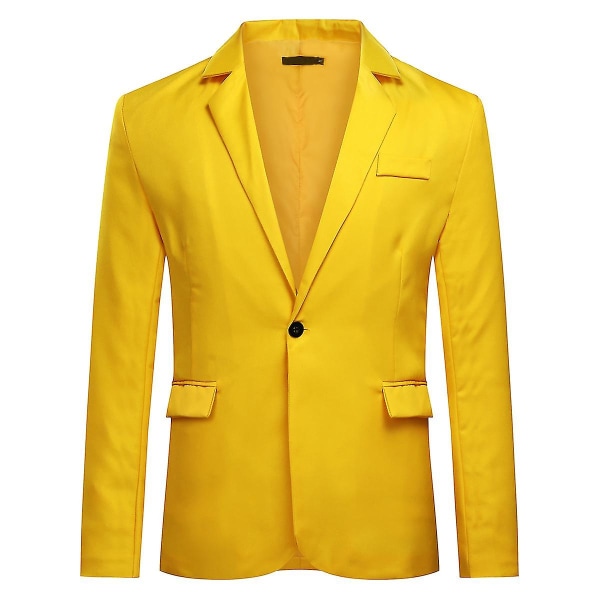 Män Enkelknäppt Casual Suit Toppjacka 6 färger CMK Yellow L