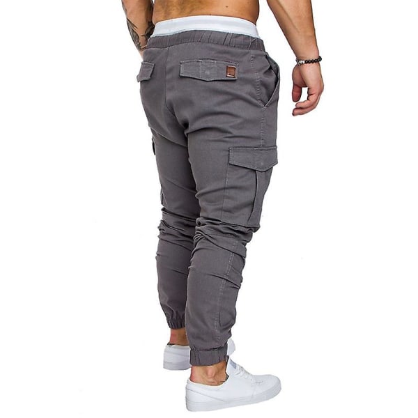 Men's Solid Color Drawstring Jogger Pants Grey 2XL