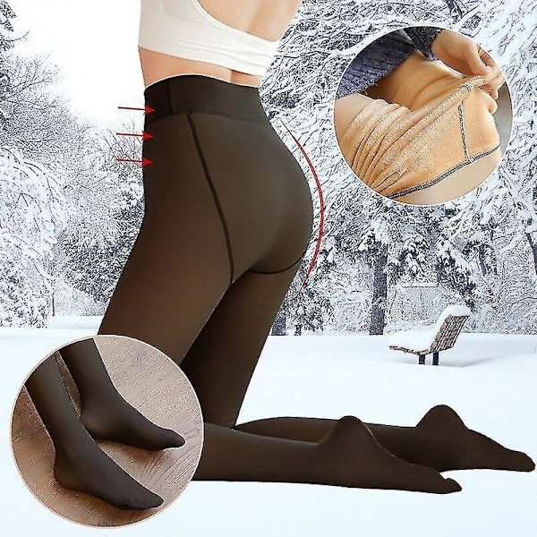 Dam Velvet Thicken Tights Varma Vinter Strumpbyxor Elastisk Fleece Strumpbyxor Hög midja Kroppsstrumpor-1 Pure black full f Pure black full feet 80g-no velvet
