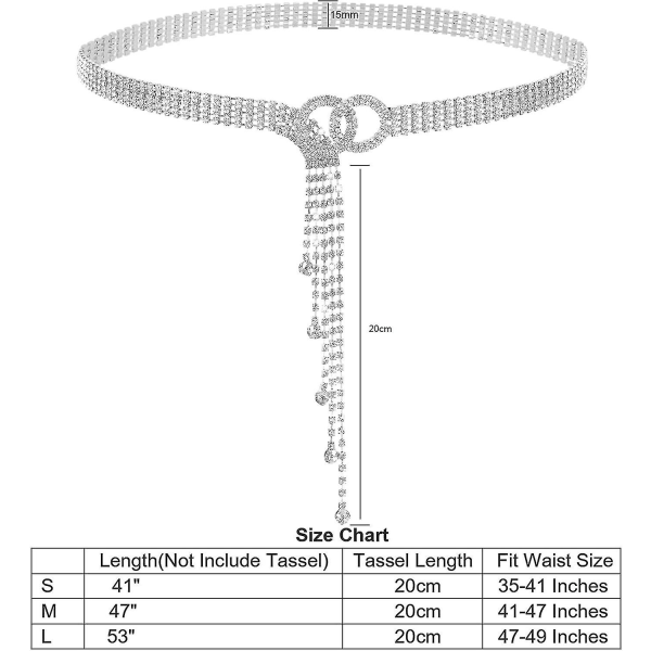 Kvinder Rhinestone bælte sølv skinnende diamant mode krystal