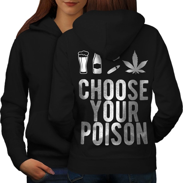 Wine Beer Poison Women BlackHoodie Takaisin | Wellcoda CMK Black Medium