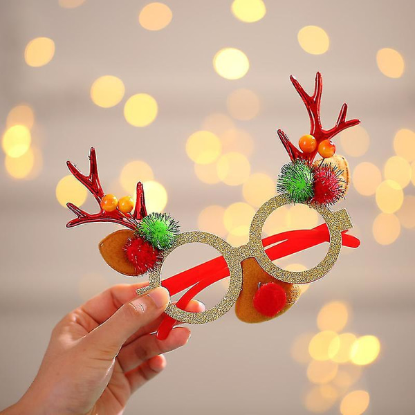 3pcs Christmas Reindeer Antlers Tree Bells Santa Glasses Frames