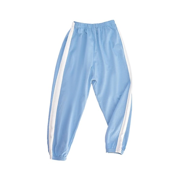 Children's Unisex Striped Loose Lounge Pants Light Blue 7-8 Years