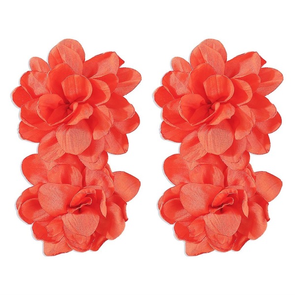 Floral Earring Rose Flower Choker Chain Women Girl Party Banquet Ornament CMK Red B earrings