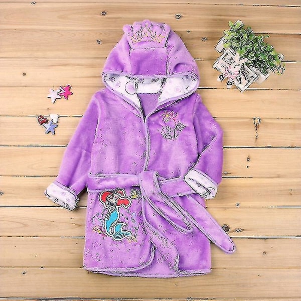 Barn Gutter Jenter Mikke Mus Hette Fleece Morgenkåpe Dyre Natttøy S K Purple 1-2 Years