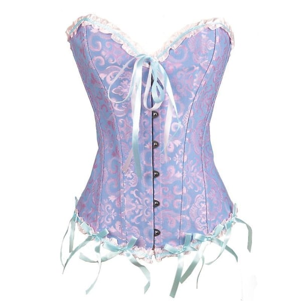 Jacquard vest shapewear, strapless corset Blue 5XL