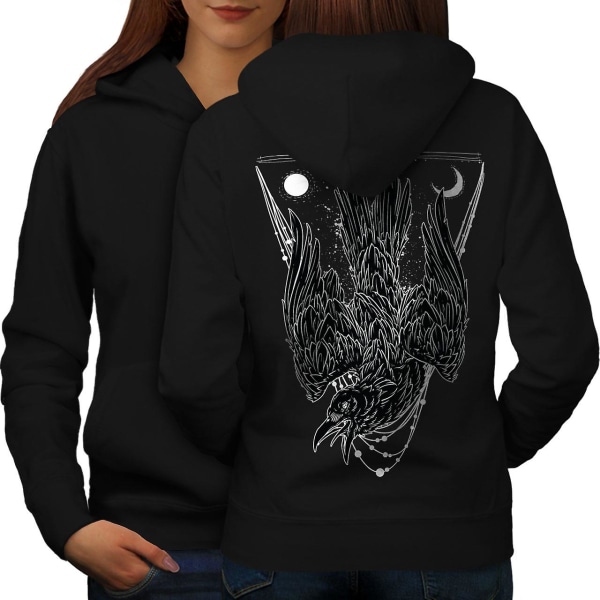 Crazy Crow Bird Life Kvinder BlackHoodie Tilbage | Wellcoda CMK Black 2X-Large