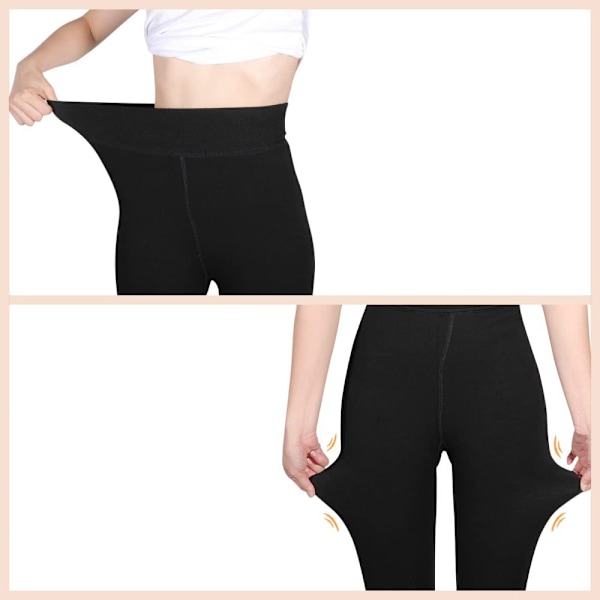 Naisten lämpimät leggingsit korkea vyötäröllä Opaque pitkät leggingsit paksuilla fleecevuorilla Lämpimät talvileggingsit Joustavat leggingsit/housut, Tummansininen/Musta