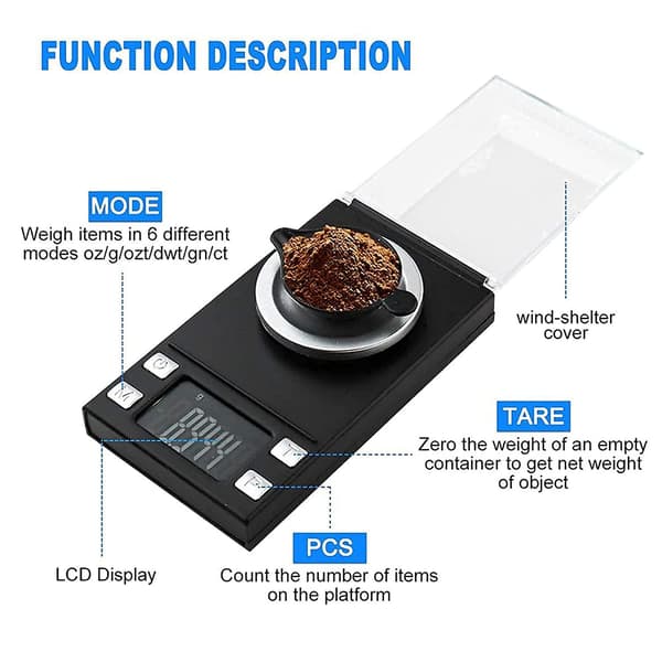 Digital mini vekt i lommeformat 50 g/0,001 g