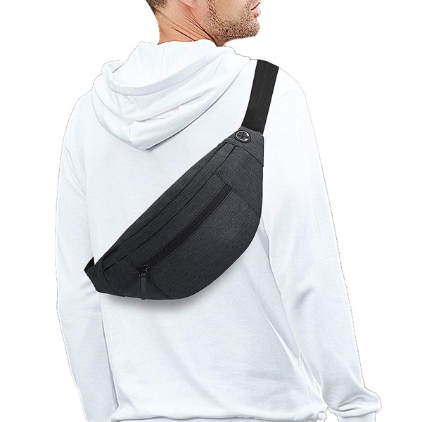 Stor Messenger Fanny Bag med glidelåslomme dark gray