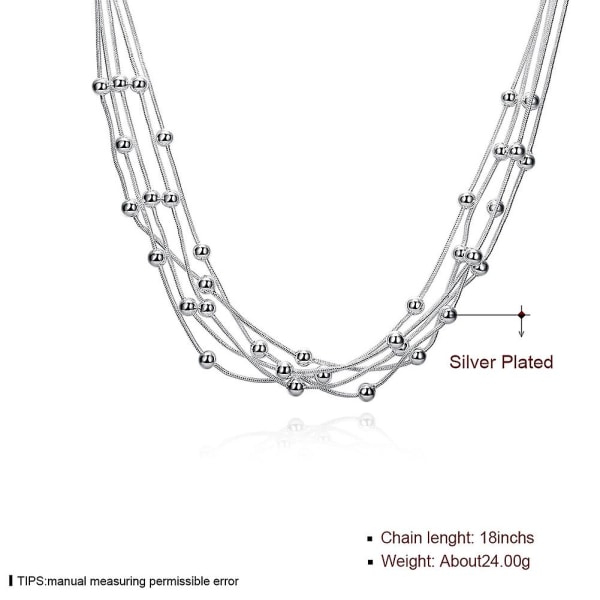 Uudet muotikorut 925 Sterling hopea Charm Five Line Light Bead Snake Bone Chain kaulakoru naisille Lahja1 x Kaulakoru CMK