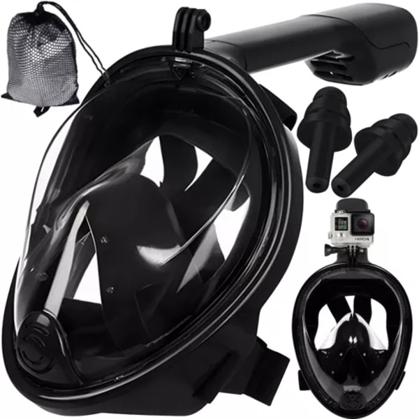 Snorkelmaske Heltdækkende - Snorkling - L/XL Black Svart