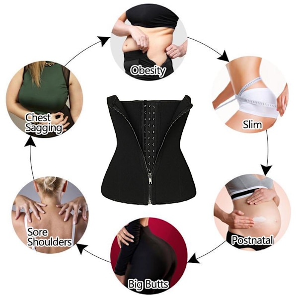 Bastu svettbälte för viktminskning Neopren waist trainer Body Sh blackS S