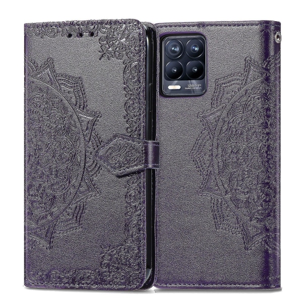Realme 8 4g Case Nahka Cover Magneettinen Flip Protection - Violetti