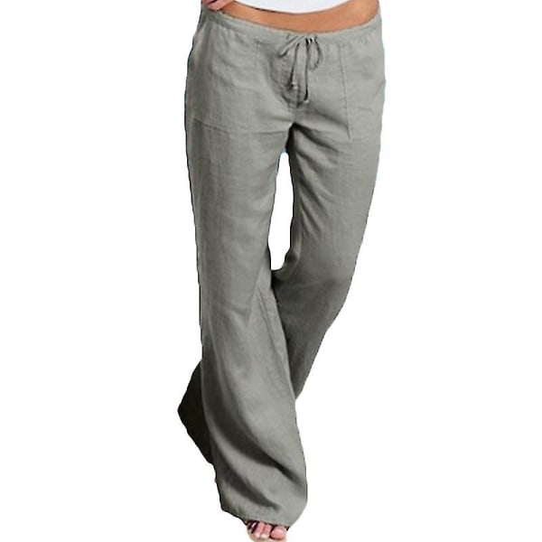 Ladies Casual Solid Color Yoga Pants Grey XL