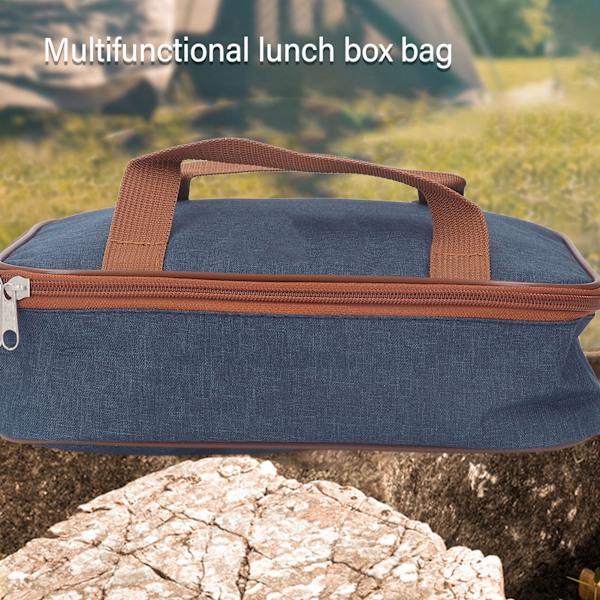 Lunchlåda Väska Cartoon Stor Kapacitet Härlig Förvaring Multifunktionell Isolerad Lunchlåda Mellan Marinblå