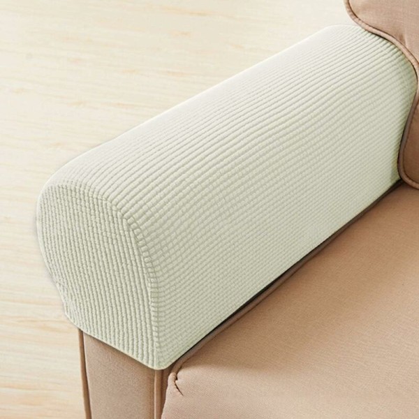 Sofa Armrest Covers Soft Elastic Armrest Covers Sofa Cover Non-Slip Chair Arm Cover Protection - White
