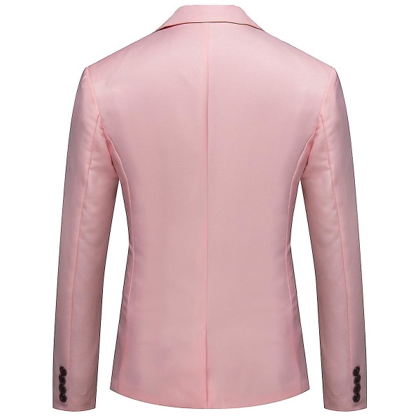 Allthemen Herr Business Casual Enknapps Naggslagsslag Enfärgad kostymjacka CMK Pink 2XL