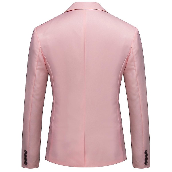 Allthemen Herre Business Casual One Butched Revers Ensfarvet jakkesæt CMK Pink XS