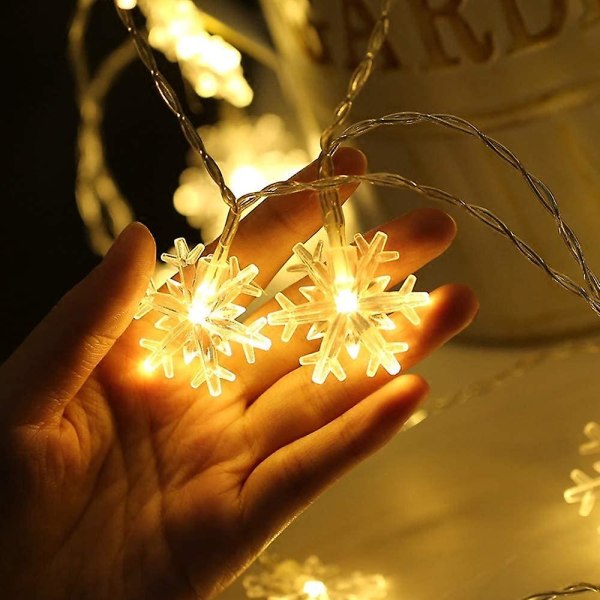 Snowflake String Lights Batteridriven Vattentät 32,8 fot