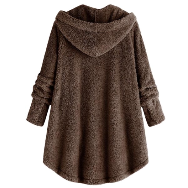 Plys uregelmæssig ensfarvet jakke uden sideknapper Brown 4XL