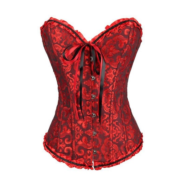 Jacquard vest shapewear, stropløst korset Black*Red M