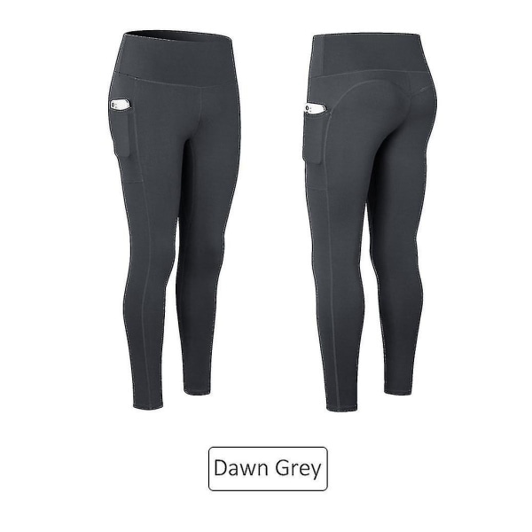 Yoga Pants Stretch High Waist Yoga Leggings Women Fitness Sports Pockets Pants CMK Dawn Grey M