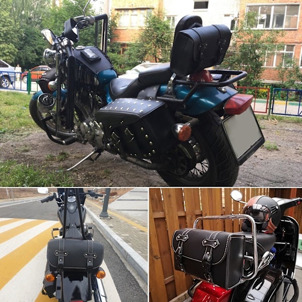 Universal Motorcykel Sadelväskor Verktygsförvaring Väska Väderbeständig PU Läder Sidoväskor