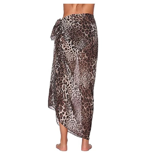 Beach Sarong Pareo Bikini Wrap Nederdel Cover Up Til Badetøj leopard print