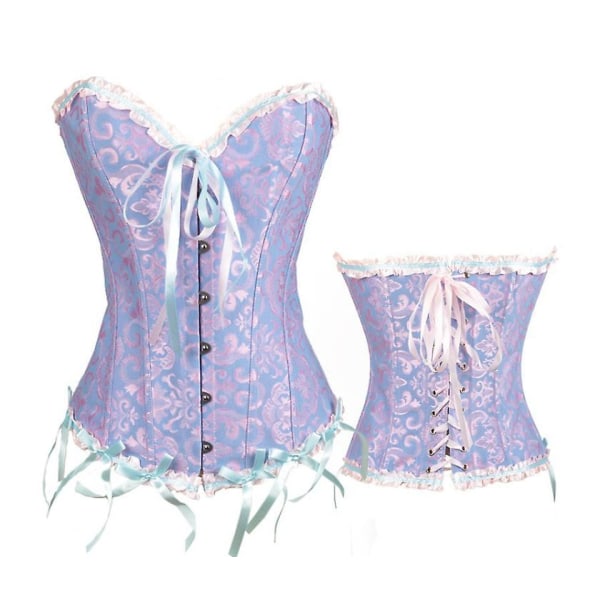 Jacquard vest shapewear, strapless corset Blue L